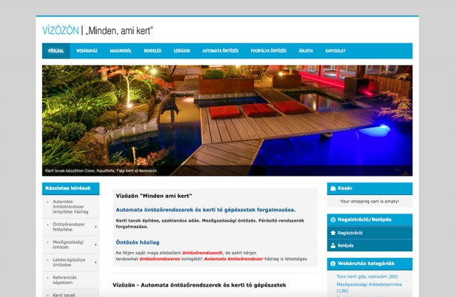 Joomla 2.5-ös weboldal és Virtuemart webshop megújítása a Vízözön vállalkozás részére